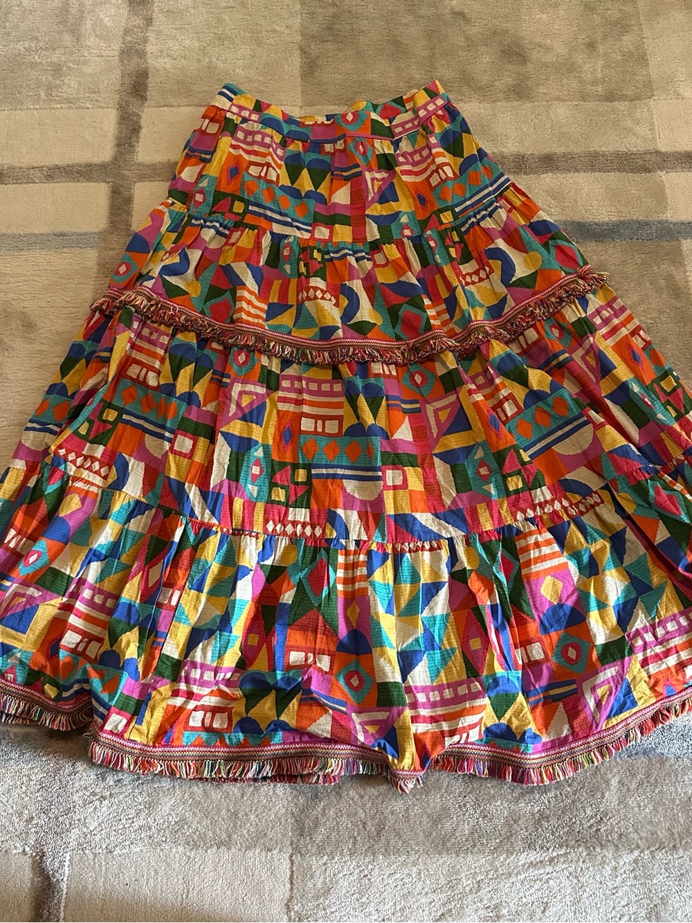 Antonio Melani Colorful Geometric Midi Skirt - Multicolor